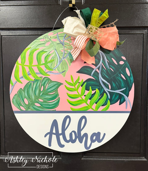 Aloha Palms Plaque Door Hanger (UV PRINTED)