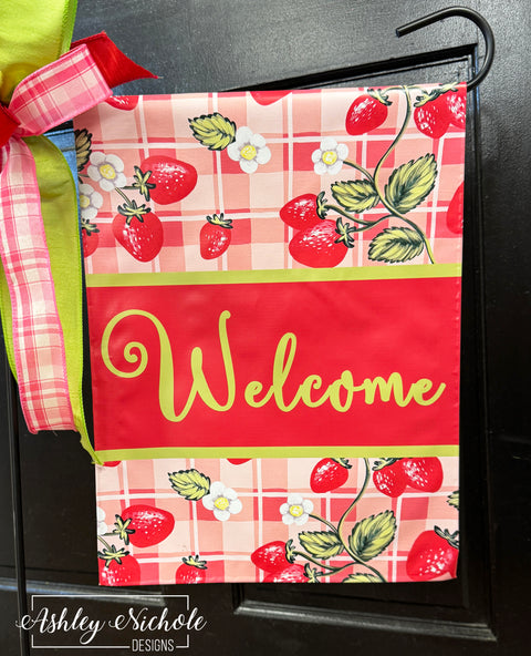 Strawberry Patch - Vinyl Garden Flag