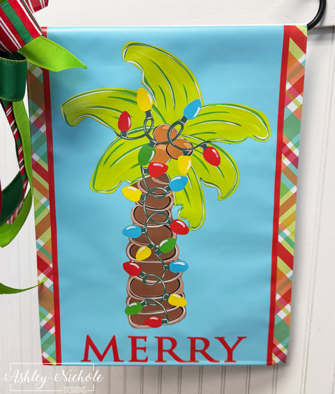 Palm Tree - Christmas - Vinyl Garden Flag