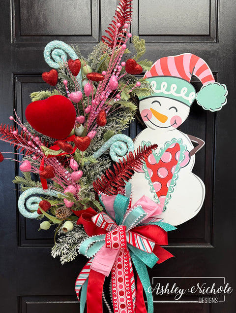 Cheery Snowman VALENTINE Wreath