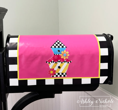 Birdhouse Condos - Bright & Colorful - Magnetic Vinyl Mailbox Cover