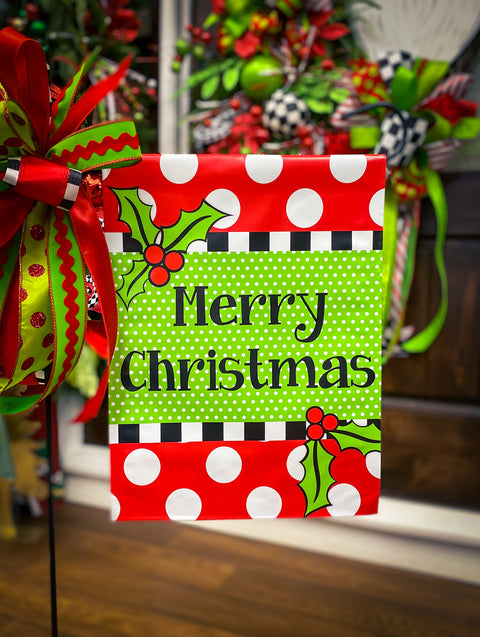 Holly Berry - Merry Christmas - Vinyl Garden Flag