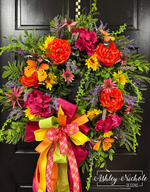 *READY to SHIP* - Summertime Blooms & Butterflies Wreath