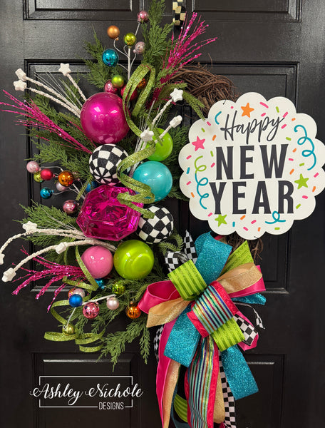 Colorful New Years Wreath