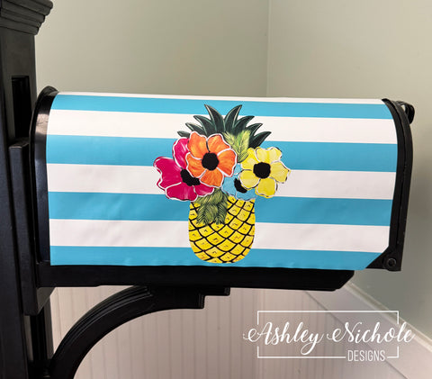 Tropical Pineapple - Magnetic Vinyl Mailbox Cover