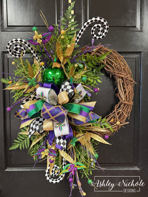 Masquerade Party Mardi Gras Wreath