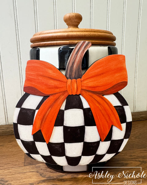 Black & White Check Pumpkin - Mini Piece (Magnet/Velcro)
