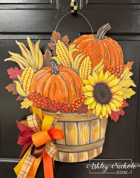Autumn Harvest Basket - Door Hanger - (UV Printed)