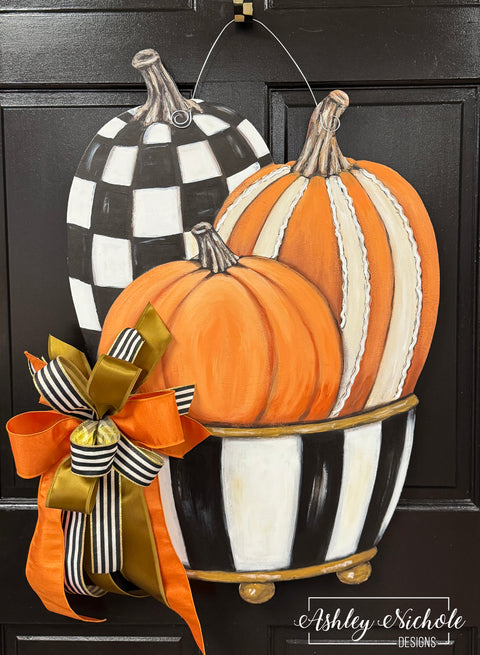 Elegant Pumpkin Planter - Door Hanger - (UV Printed)
