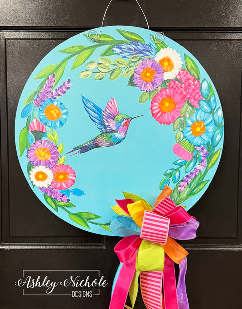 Hummingbird Floral Plaque Door Hanger (UV PRINTED Only)