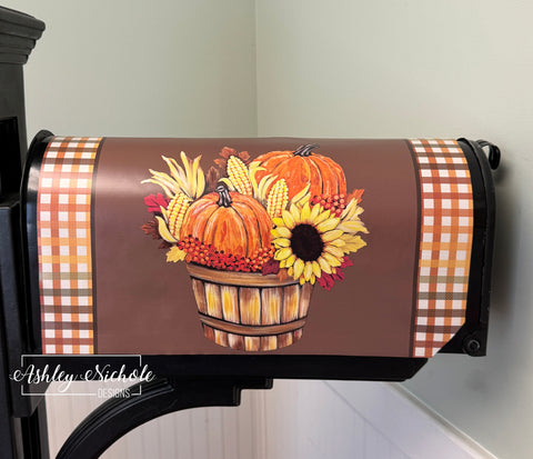 Autumn Harvest Basket - Magnetic Vinyl Mailbox Cover