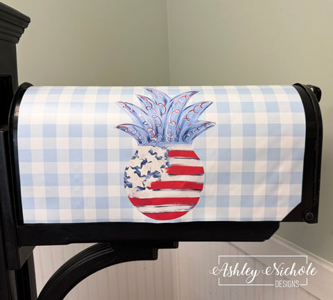 Patriotic Party Pineapple - Magnetic Vinyl Mailbox Cover