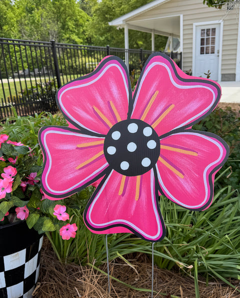 Funky Dot Flower - Summer - Corrugated Coroplast Yard Stake