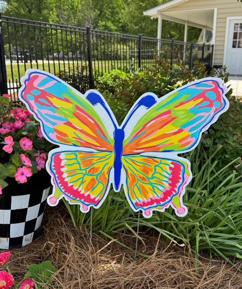 Abstract Colorful Butterfly - Summer - Corrugated Coroplast Yard Stake