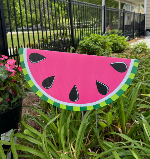 Funky Watermelon - Pink - Summer - Corrugated Coroplast Yard Stake