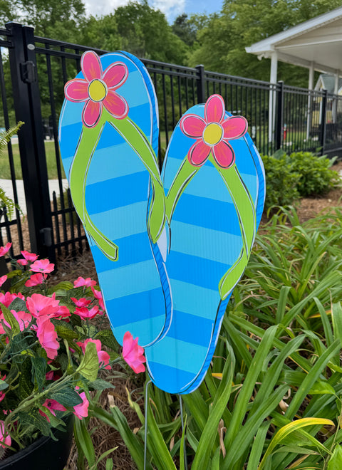 Summer Fun Flip Flops - Summer - Corrugated Coroplast Yard Stake