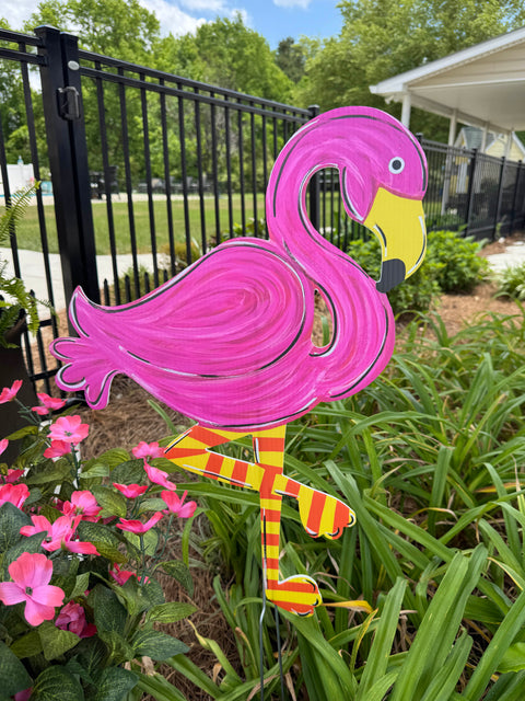 Funky Flamingo - Summer - Corrugated Coroplast Yard Stake