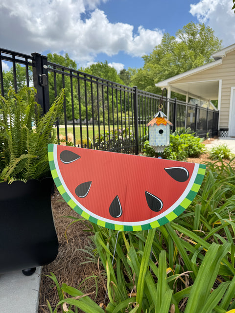 Funky Watermelon - Red - Summer - Corrugated Coroplast Yard Stake