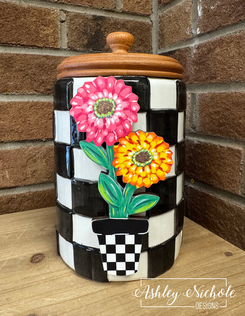 Cheerful Zinnia Flower Pot - Mini Piece (Magnet/Velcro)