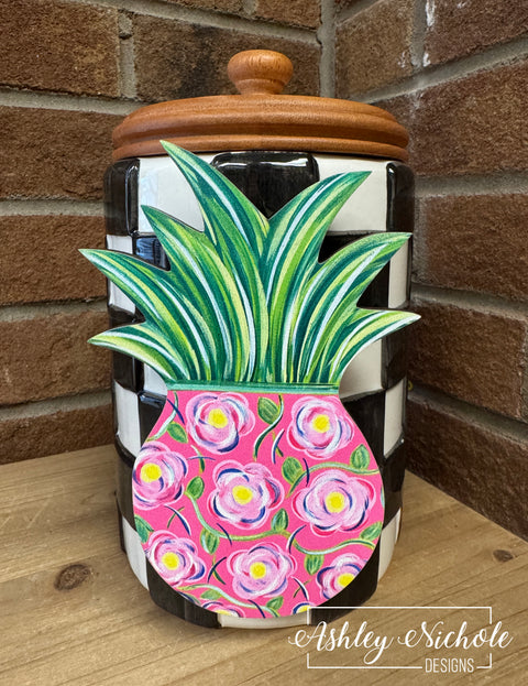 Pineapple - Pink Floral - Mini Piece (Magnet/Velcro)