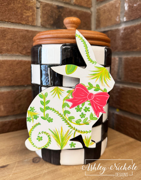 Chinoiserie Inspired Sitting Bunny (Green) - Easter - Mini Piece (Magnet/Velcro)