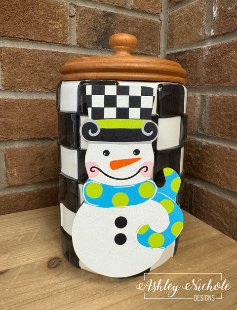 Snowman Checkered Boy - Christmas Winter Mini Piece (Magnet/Velcro)