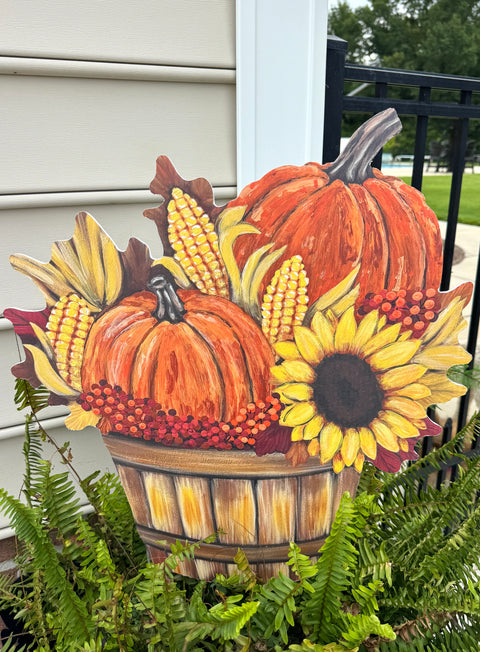 Autumn Harvest Basket - Corrugated Coroplast Yard Stake