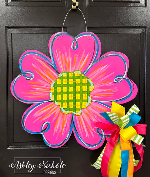 Hot Pink Summer Flower Door Hanger