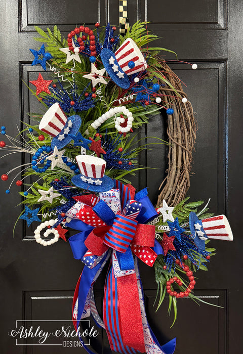 Uncle Sam's Top Hat Wreath