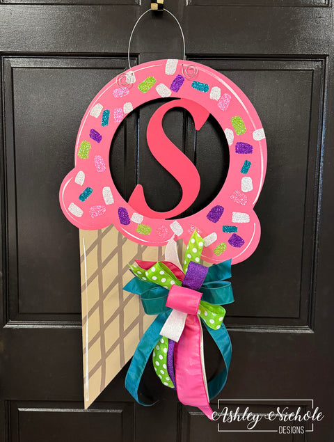 Ice Cream Cone INITIAL Door Hanger - Summer Fun