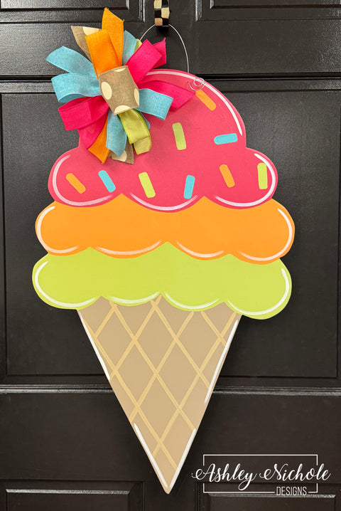 Ice Cream Cone Door Hanger - Colorful