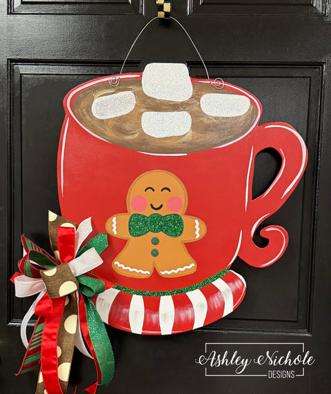 Chocolate Mug Gingerbread Door Hanger (Hand Painted)