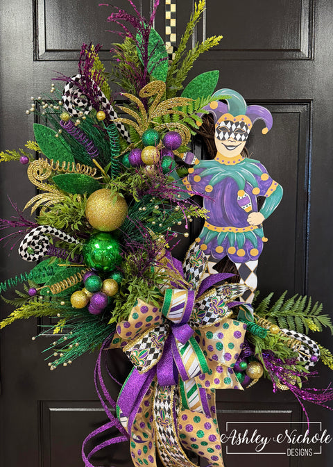 The Bourbon Street Jester Mardi Gras Wreath