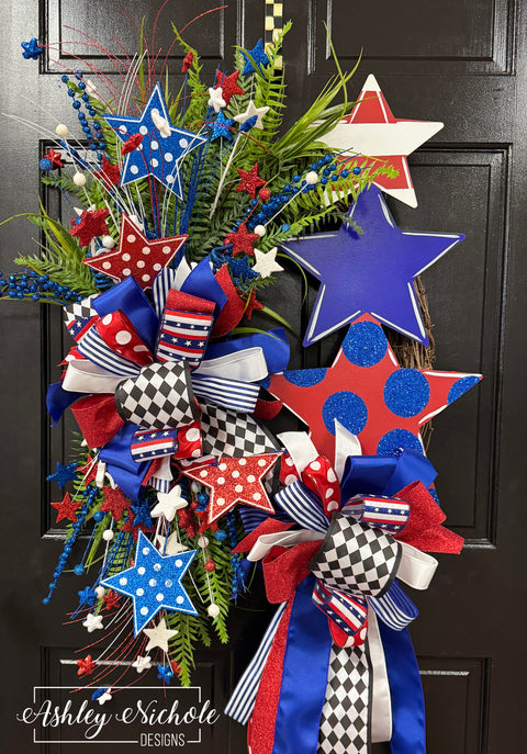 Glitter Star Stack Patriotic Wreath