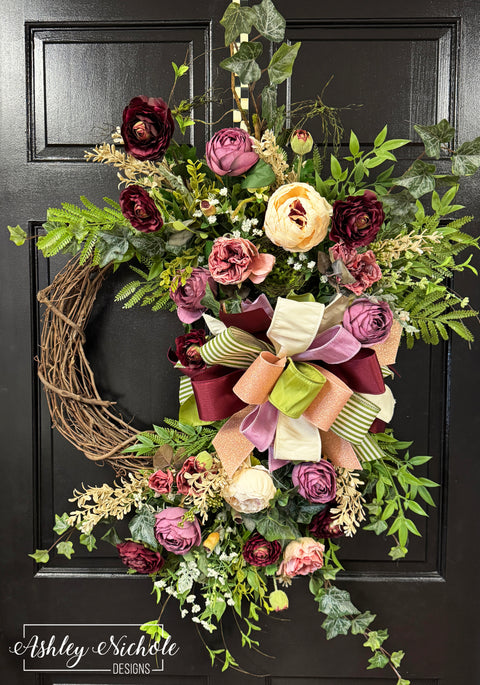 Lavish Plum Florals and Greenery Wreath