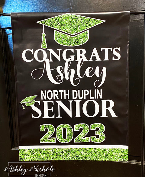 Graduation Cap - GLITTER - Vinyl Garden Flag