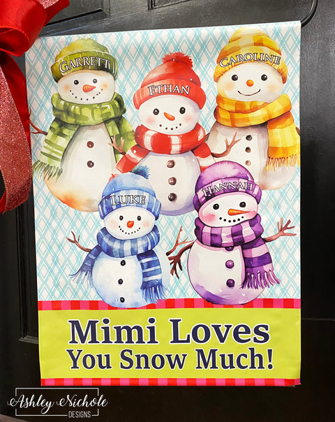 Grandma Snowman (Customizable) - Vinyl Garden Flag