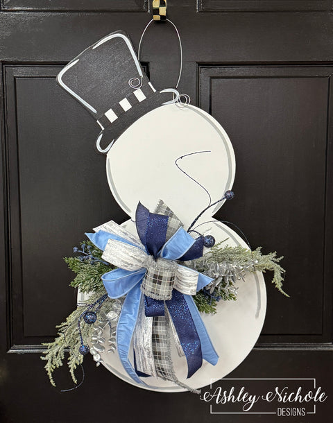 Frosty the Snowman - Floral Door Hanger - (Hand Painted)