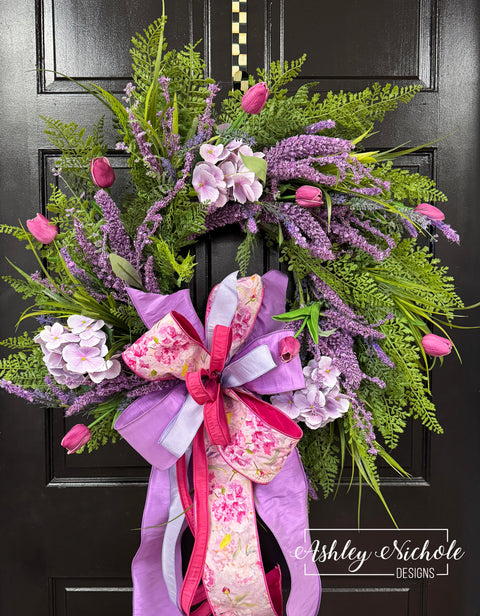 Blushing Tulip & Lilac Wreath