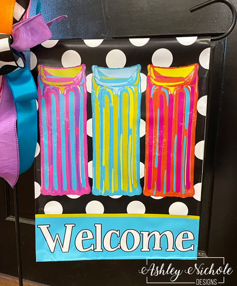 Floating in the Pool - Vinyl Garden Flag