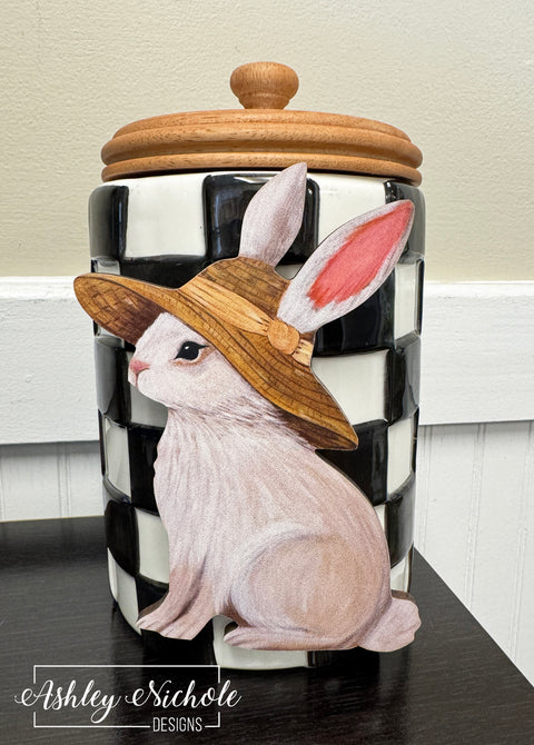 Straw Hat Cottage Bunny - Easter - Mini Piece (Magnet/Velcro)