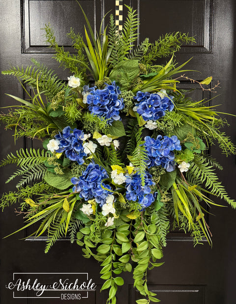 Garden Hydrangea in Blues Wreath