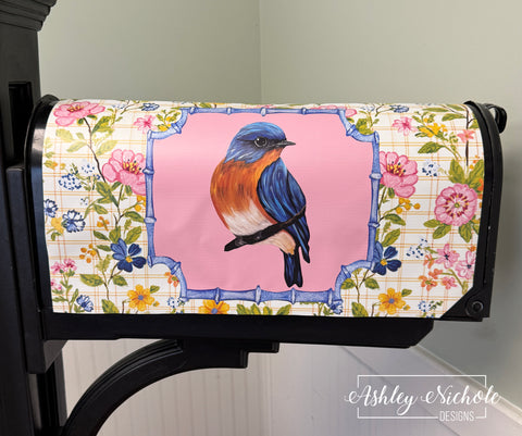 Garden Bluebird - Magnetic Vinyl Mailbox Cover