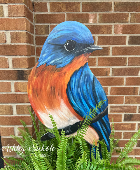 Garden Bluebird - Corrugated Coroplast Yard Stake