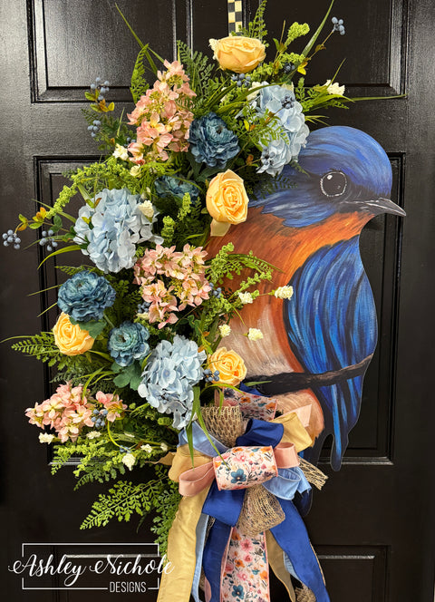 Garden Bluebird Wreath