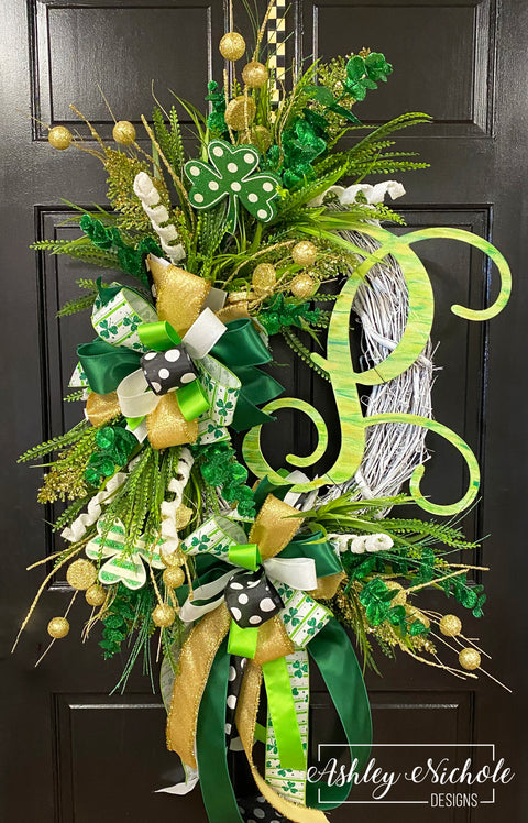 St. Patrick's Day INITIAL Wreath