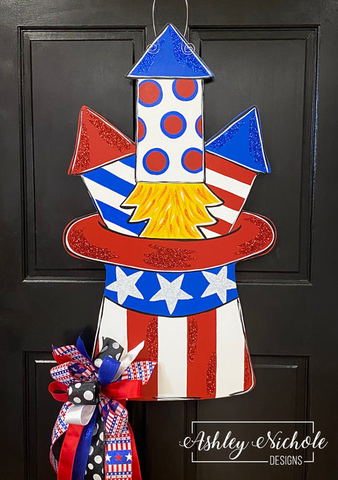 Rockets Red Glare Patriotic Door Hanger - 35"