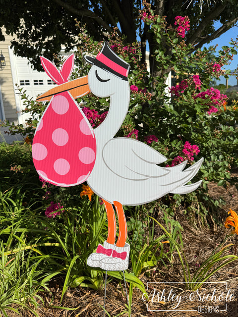 Special Delivery Stork - Girl - Corrugated Coroplast Yard Stake