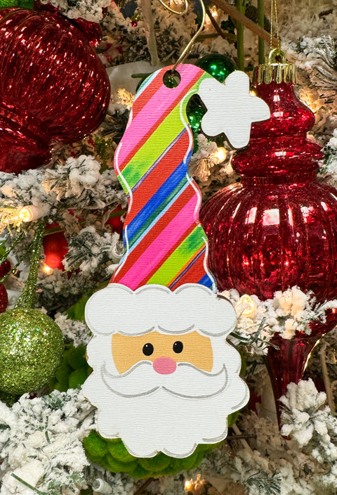 Santa - Colorful & Festive - Wooden Christmas Ornament