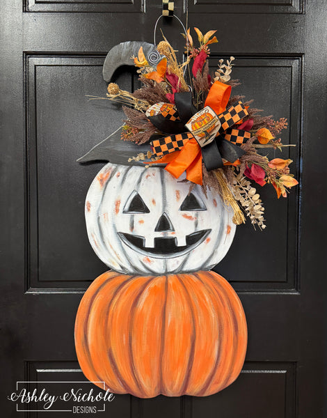Vintage Jack O' Lantern Floral Door Hanger (UV PRINTED)